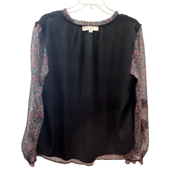 LOFT Women's Paisley Printed Sparkly Blouse Size Large - Picture 5 of 5